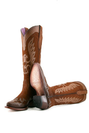 Kat Nobuck Tall Wide Calf Friendly Snip Toe Cowgirl Boots