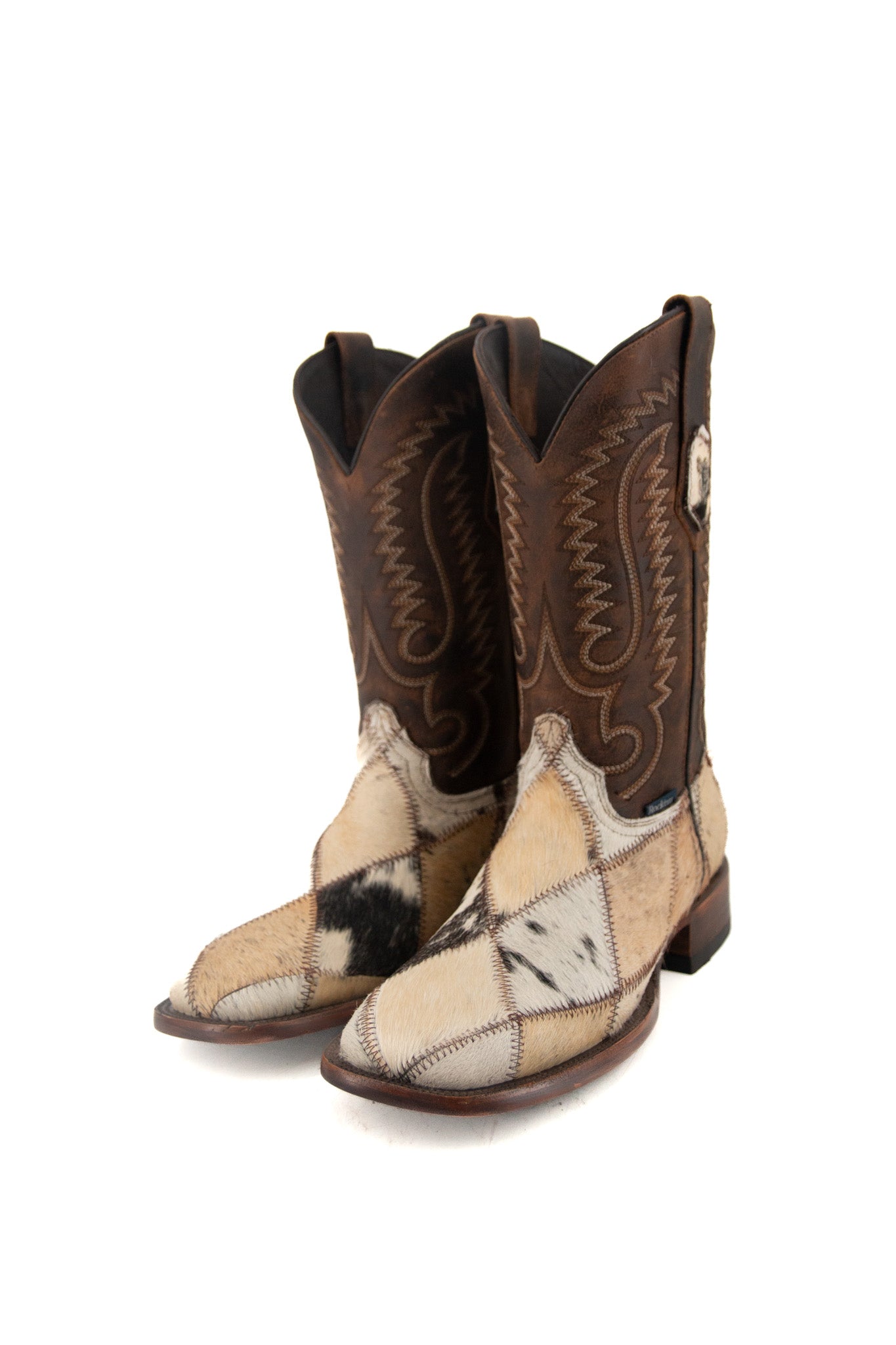 Men's Cowhide Patchwork Square Toe Cowboy Boot Size 8 Box PR4