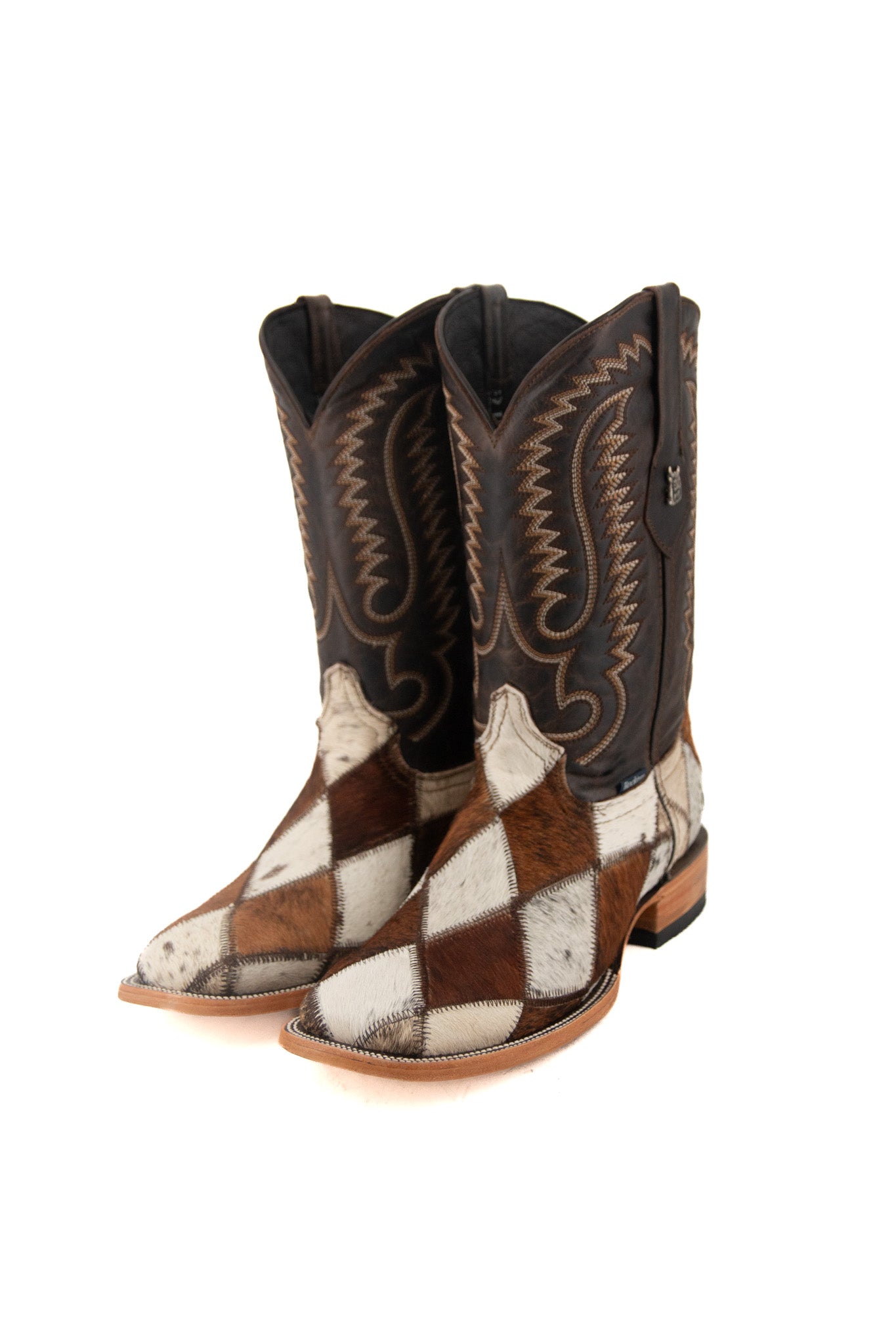 Men's Cowhide Patchwork Square Toe Cowboy Boot Size 9 Box PR3