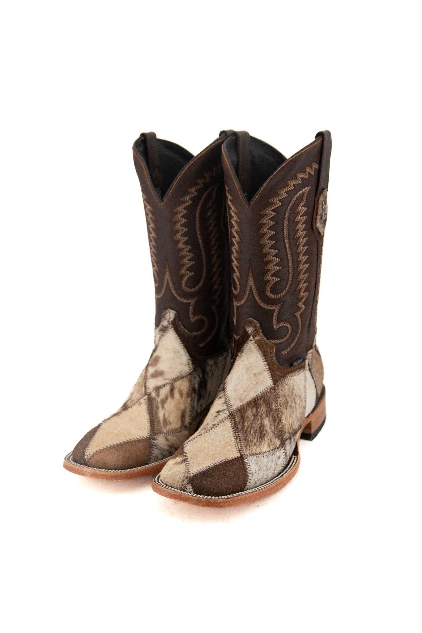 Men's Cowhide Patchwork Square Toe Cowboy Boot Size 9 Box PR4