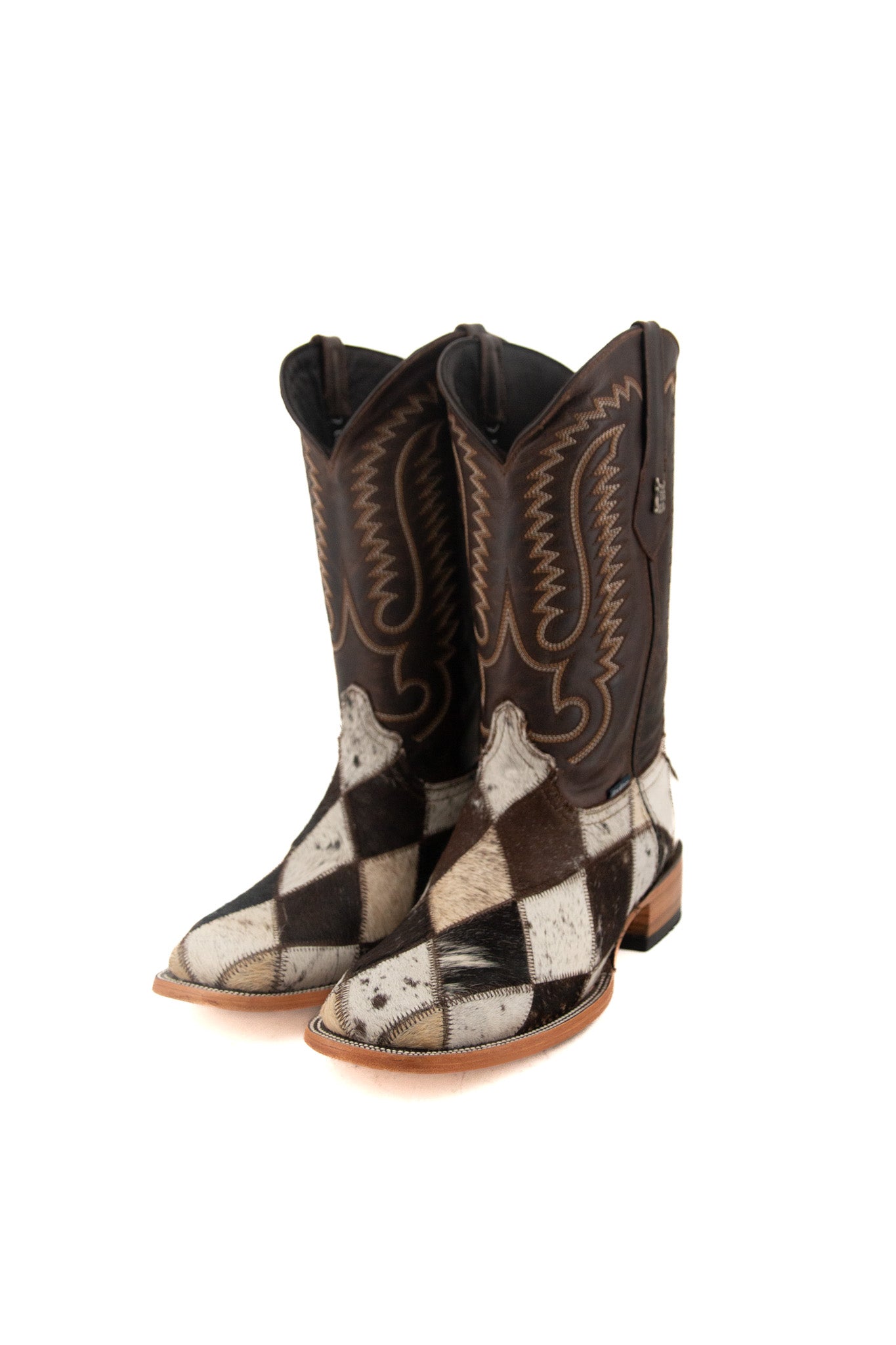 Men's Cowhide Patchwork Square Toe Cowboy Boot Size 11 Box PR2