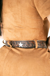 Ariat Star Concho Embossed Brown Cowgirl Belt