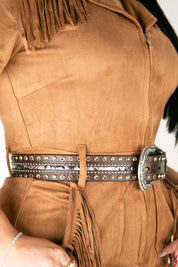 Ariat Snakeskin Print Studs Brown Cowgirl Belt