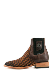 Hungary Woven Men Square Toe Ankle Boot