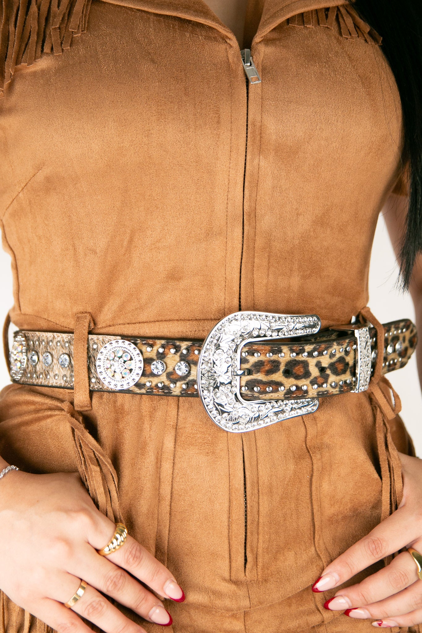 Nocona Cowhide & Leopard Print Cowgirl Belt