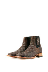 Men's Patchwork Square Toe Ankle Boot