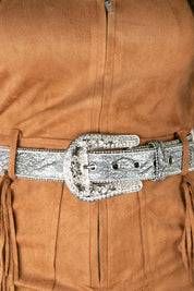 Nocona Glitter Lace Overlay Engraved Cowgirl Belt