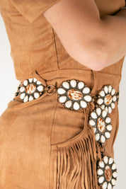 Angel Ranch Western Chain Conchos Calf Hair White Stones Cowgirl Belt