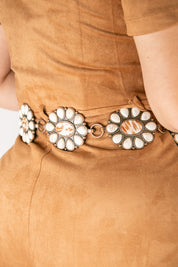 Angel Ranch Western Chain Conchos Calf Hair White Stones Cowgirl Belt