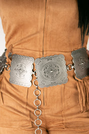 Angel Ranch Square Silver Concho Silver Chain Cowgirl Belt