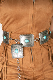 Ariat Western Womens Chain Concho Scalloped Square Cowgirl Belt