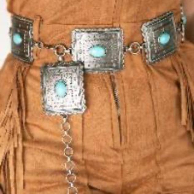 Ariat Western Womens Chain Concho Scalloped Square Cowgirl Belt