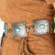 Ariat Western Womens Chain Concho Scalloped Square Cowgirl Belt