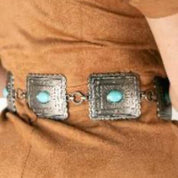 Ariat Western Womens Chain Concho Scalloped Square Cowgirl Belt