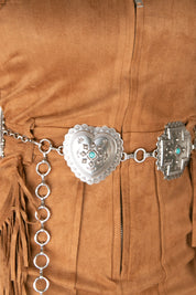 Angel Ranch Silver Square Cross & Hearts Concho Cowgirl Belt