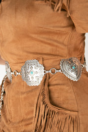 Angel Ranch Silver Square Cross & Hearts Concho Cowgirl Belt