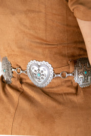 Angel Ranch Silver Square Cross & Hearts Concho Cowgirl Belt