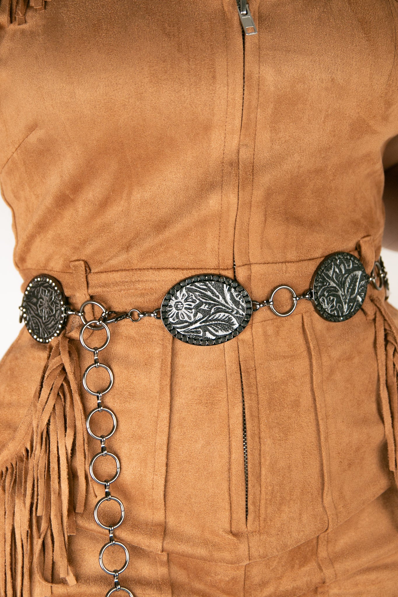 Angel Ranch Tooled Concho Chain Cowgirl Belt