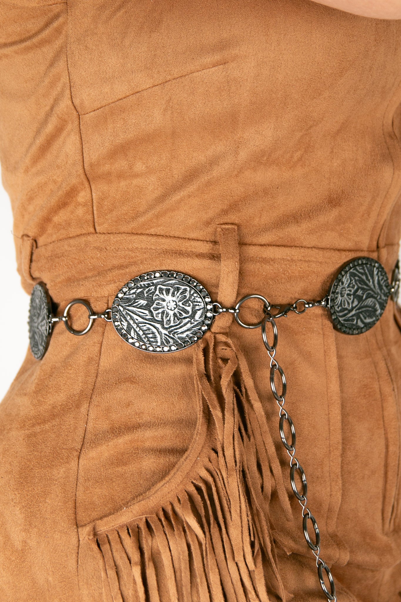 Angel Ranch Tooled Concho Chain Cowgirl Belt