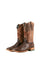 Cognac Blaze Python cowboy boots in genuine leather, featuring a square toe, brown python print vamp, Mexico's embelm embroidery shaft, rubber heel.