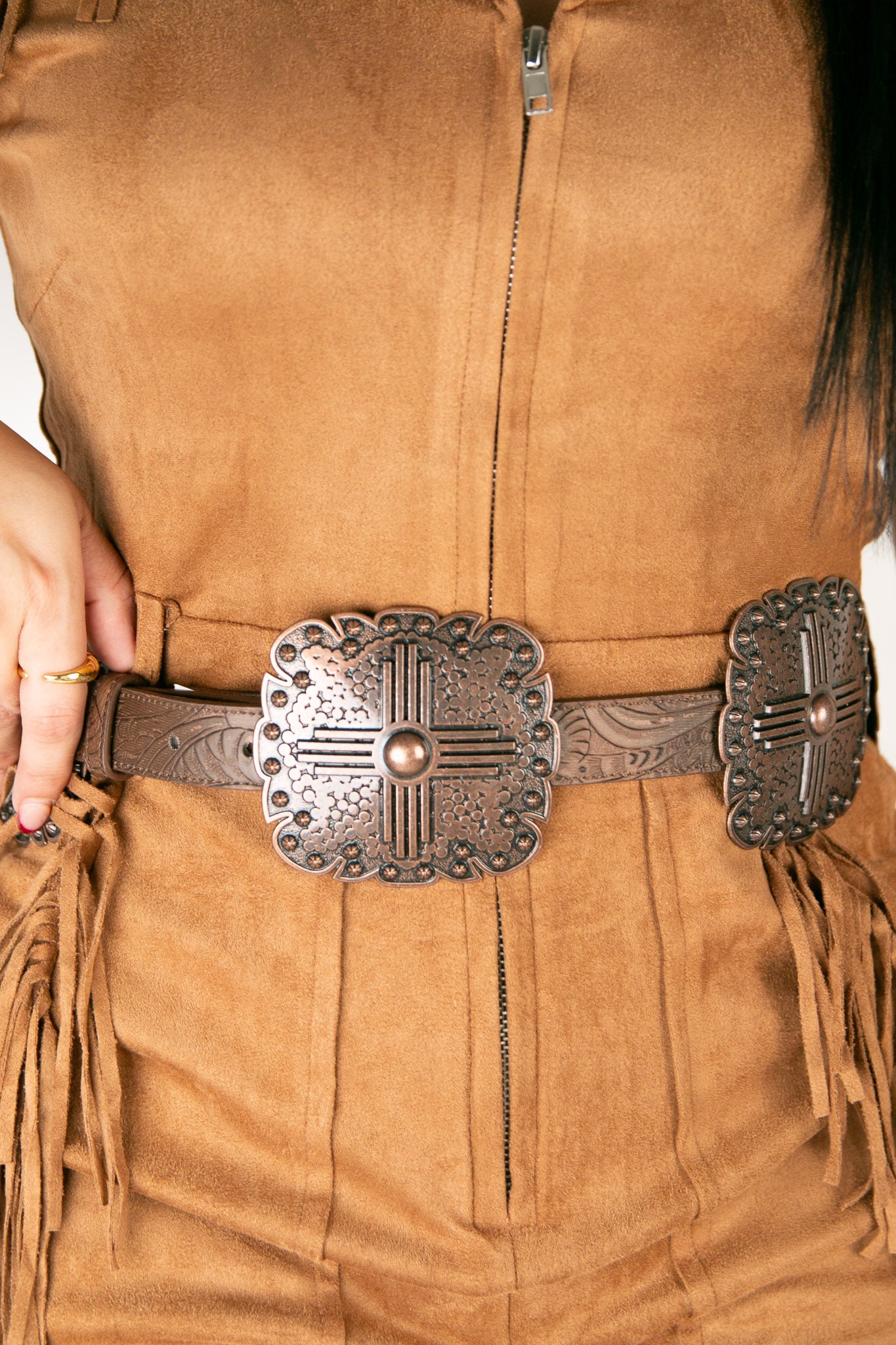 Angel Ranch Copper Square Concho Cowgirl Belt