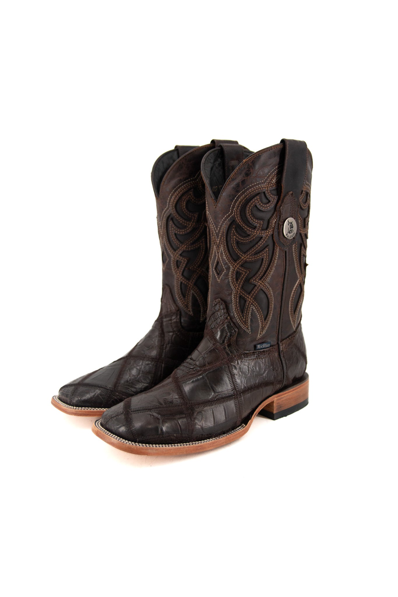 Crocodile Patchwork Ext Square Toe Cowboy Boot