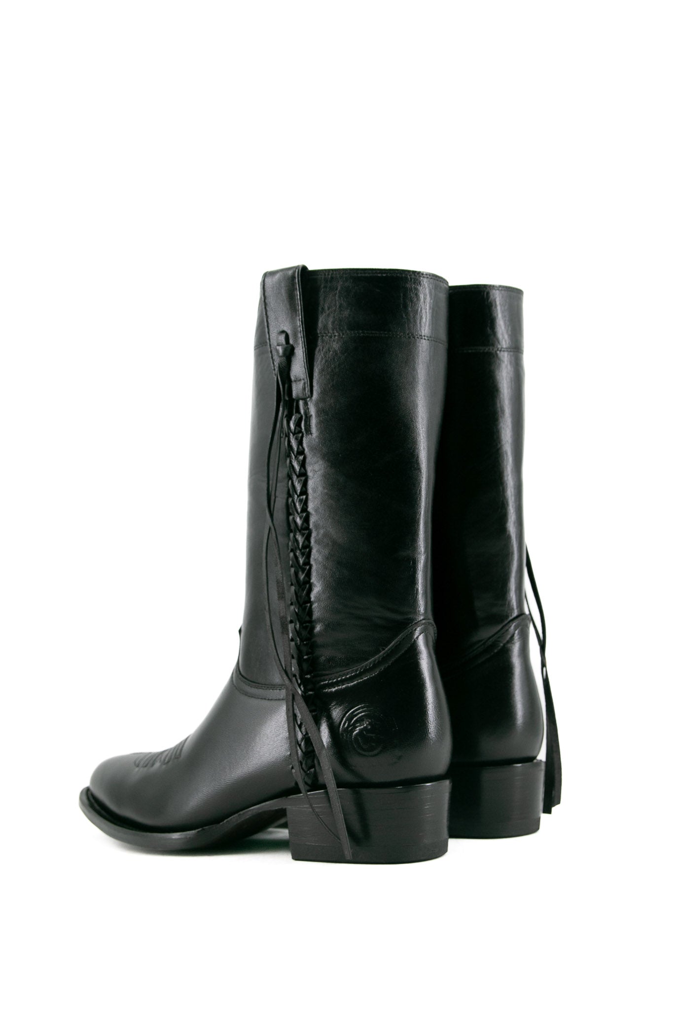 Gurava Oval Negro Trensas Cowboy Boot FINAL SALE