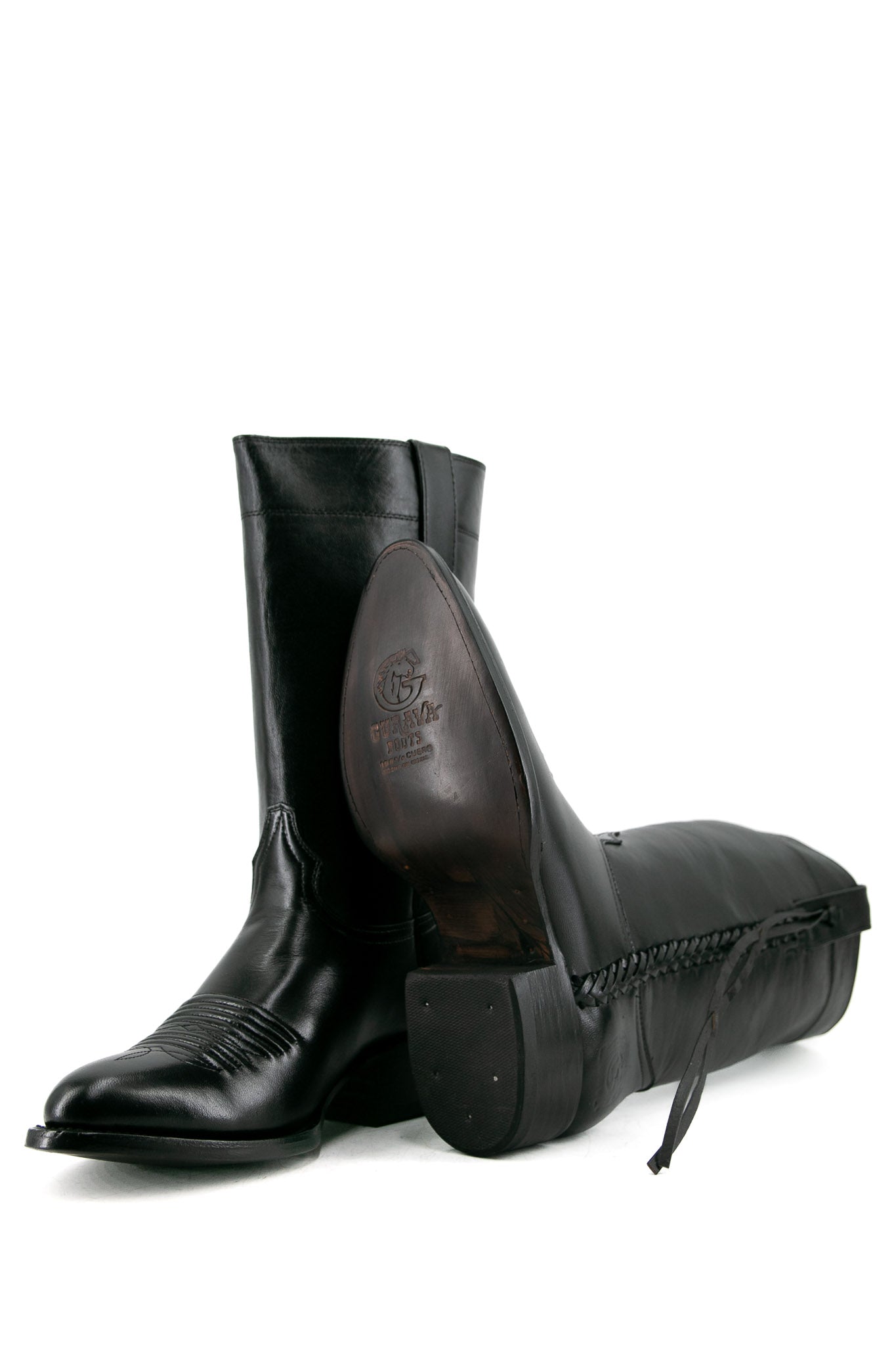 Gurava Oval Negro Trensas Cowboy Boot FINAL SALE