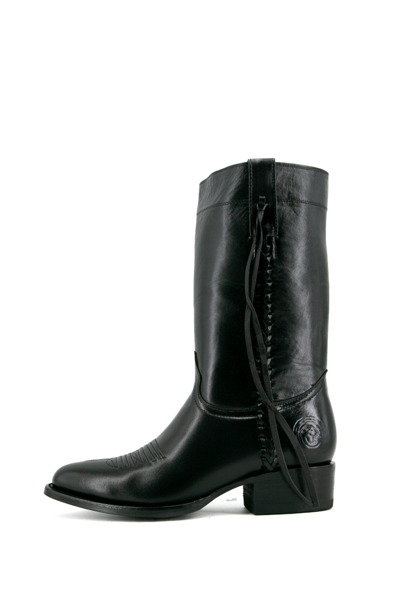 Gurava Oval Negro Trensas Cowboy Boot FINAL SALE