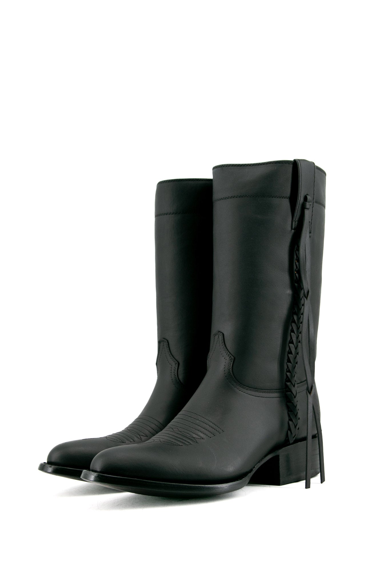 Gurava Oval Negro Trensas Cowboy Boot FINAL SALE