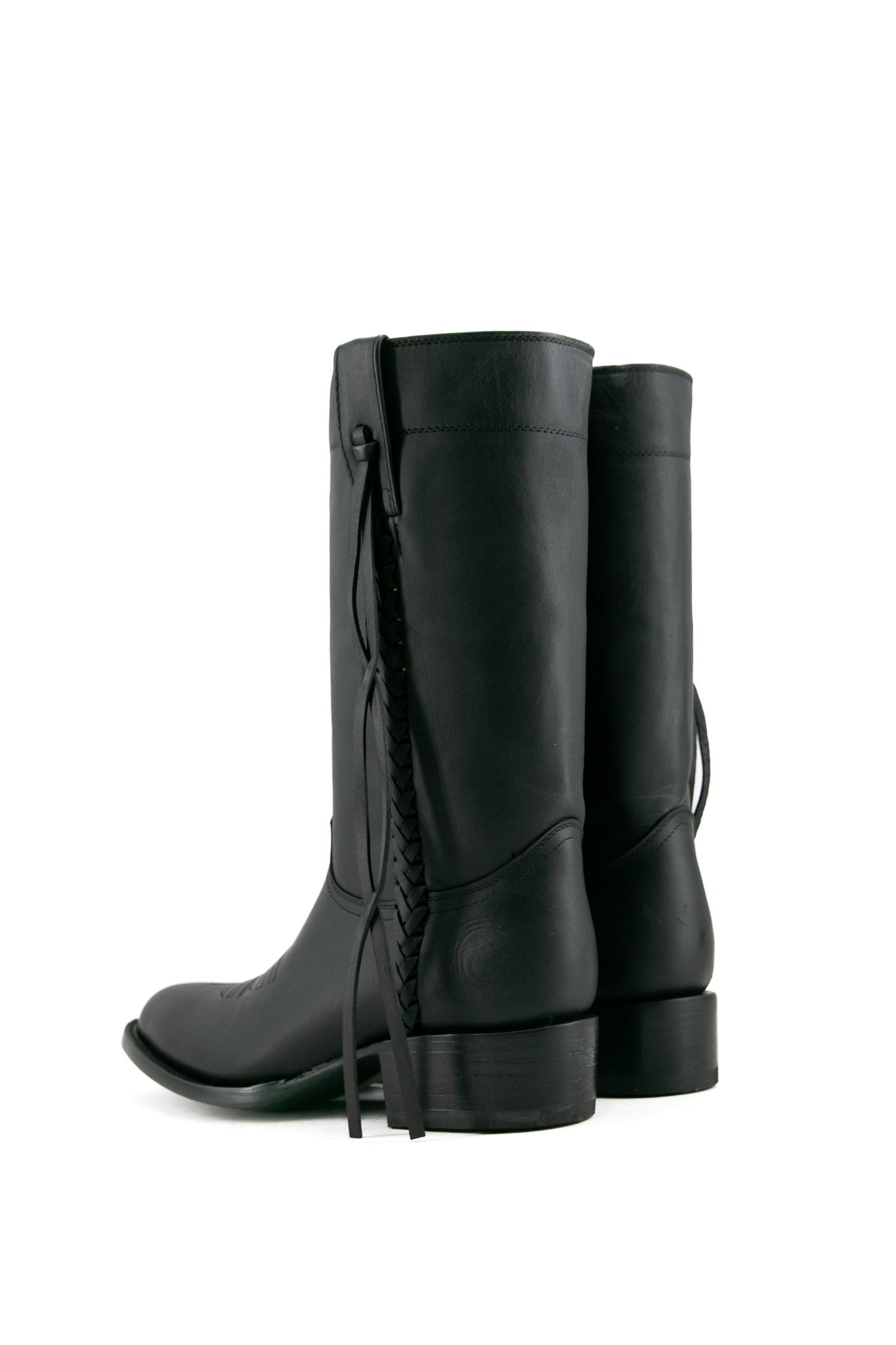 Gurava Oval Negro Trensas Cowboy Boot FINAL SALE