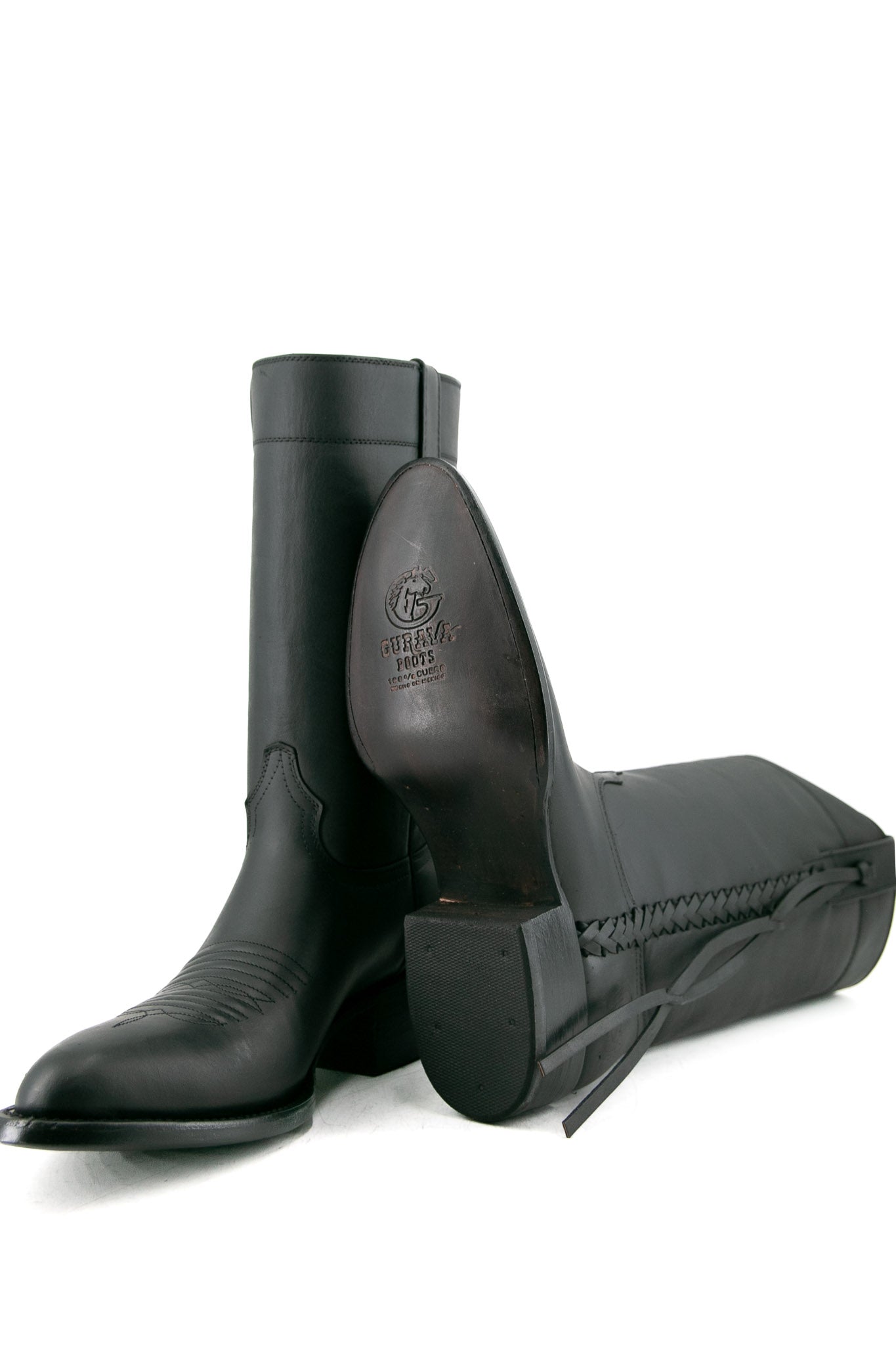 Gurava Oval Negro Trensas Cowboy Boot FINAL SALE