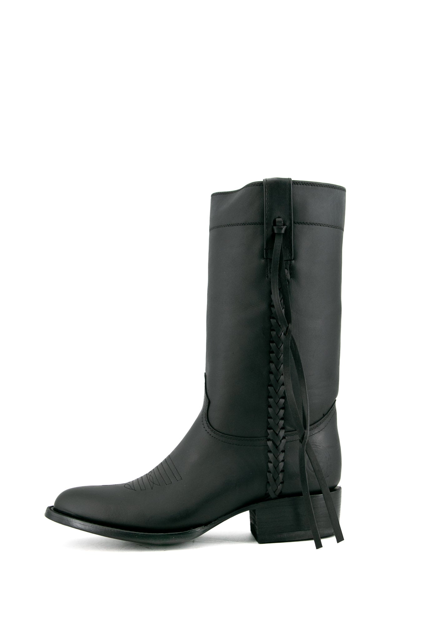 Gurava Oval Negro Trensas Cowboy Boot FINAL SALE