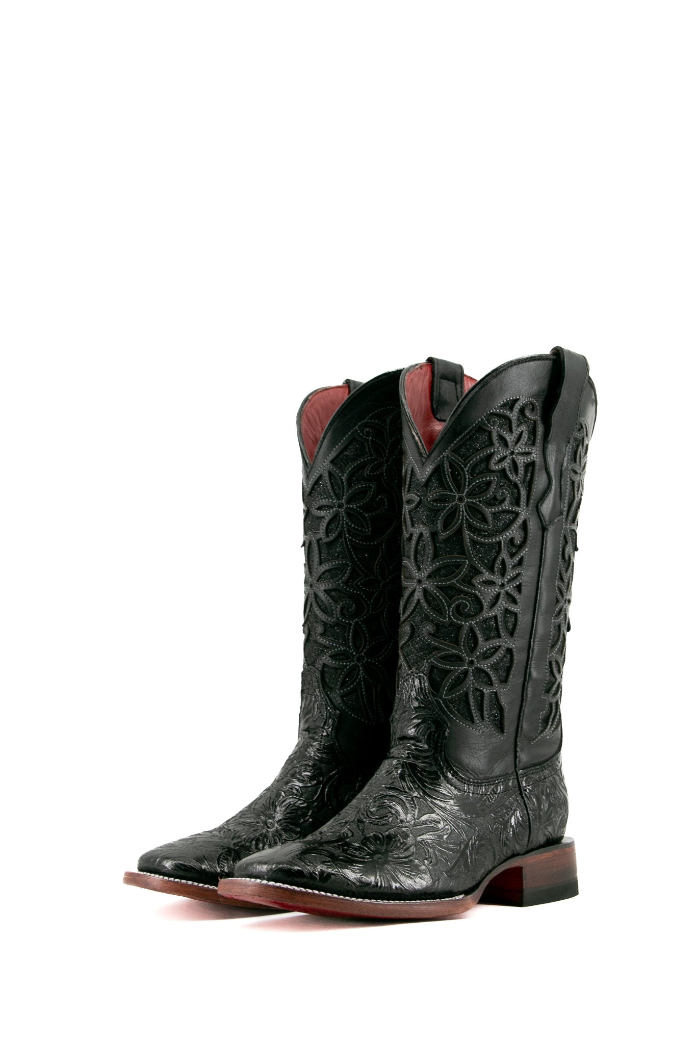 465 Flor De Luz Cincelado Red Bottom Square Toe Cowgirl Boot