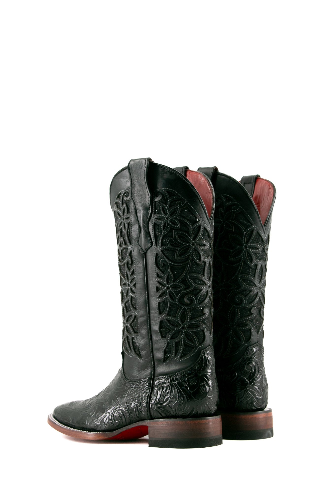 465 Flor De Luz Cincelado Red Bottom Square Toe Cowgirl Boot