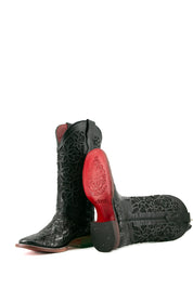 465 Flor De Luz Cincelado Red Bottom Square Toe Cowgirl Boot