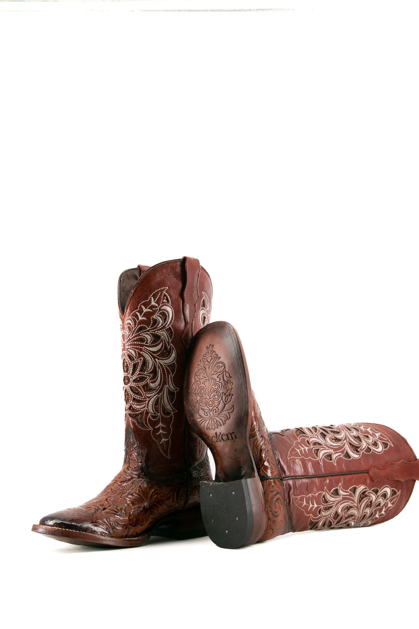 468 Tooled Kiara Shedron Square Toe Cowgirl Boot