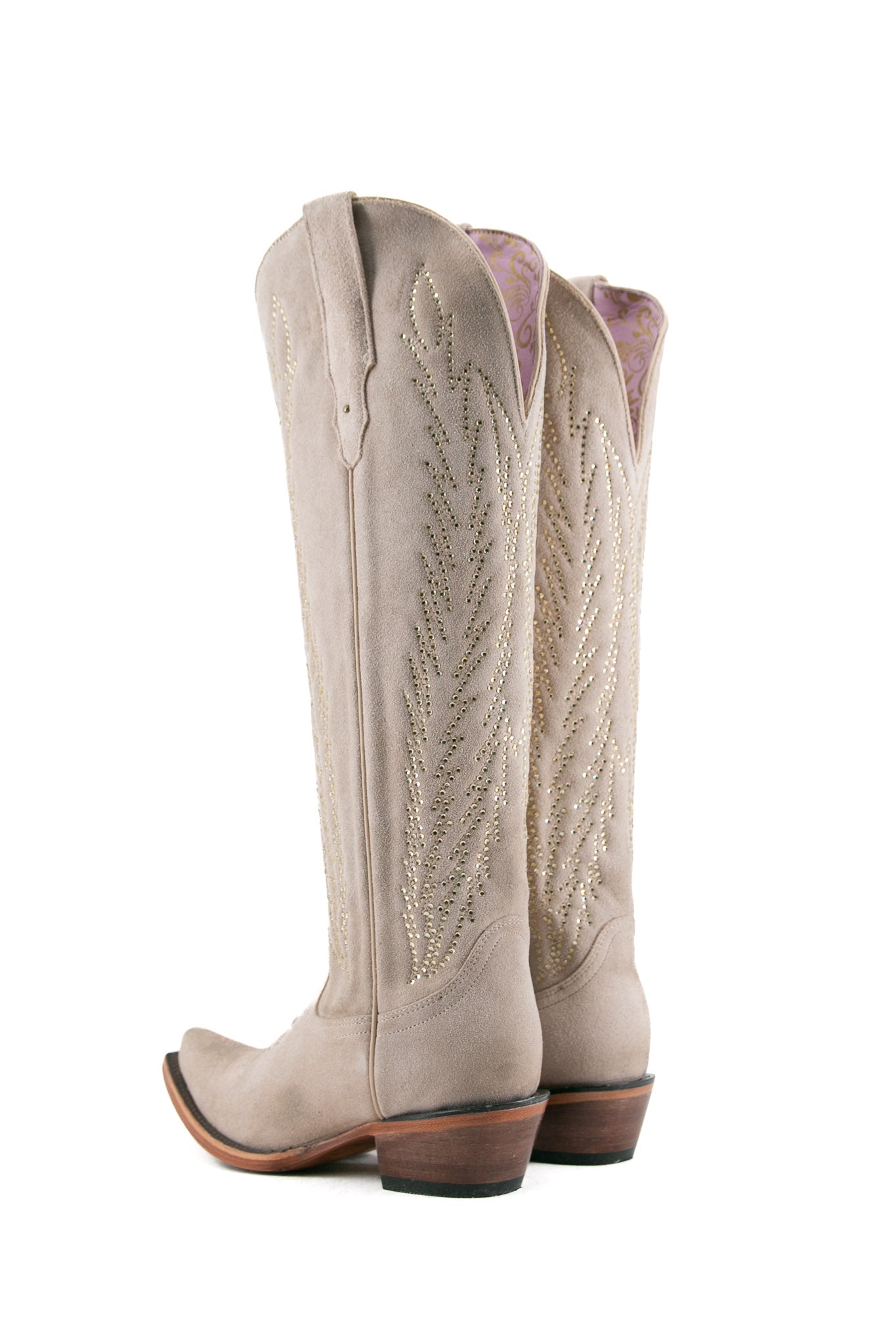 Georgina Suede Crystal Tall Snip Toe Cowgirl Boot