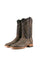 The rustic bone Giant Caiman Hornback cowboy boots are genuine leather, featuring a square toe, cream and brown caiman print vamp, brown shaft with embroidery, rubber heel. 