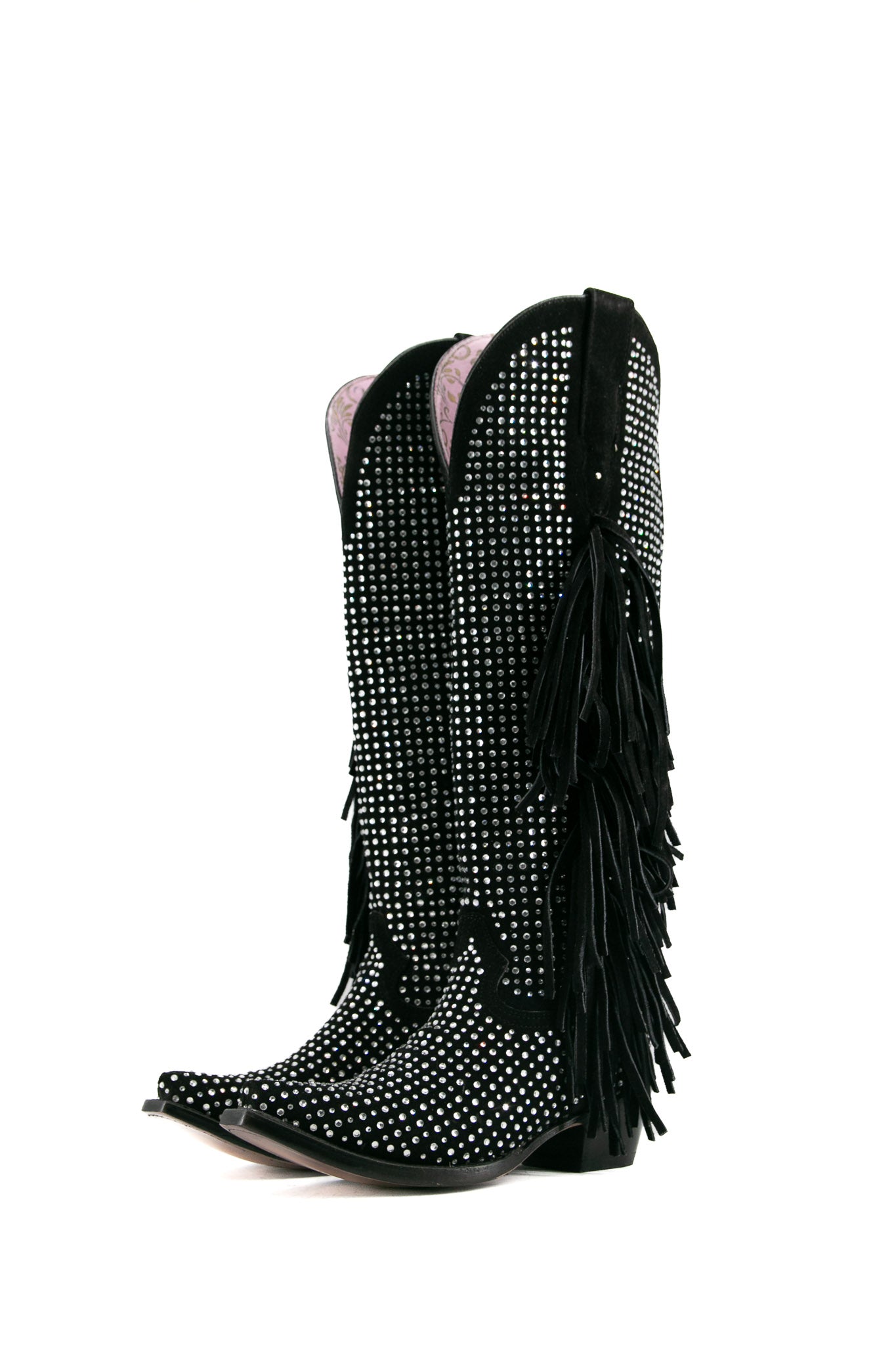 Vegas Sparkles Rhinestone Fringe Tall Snip Toe Cowgirl Boots