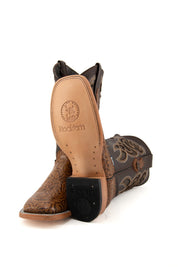 Tooled Cincelado Square Toe Cowboy Boot