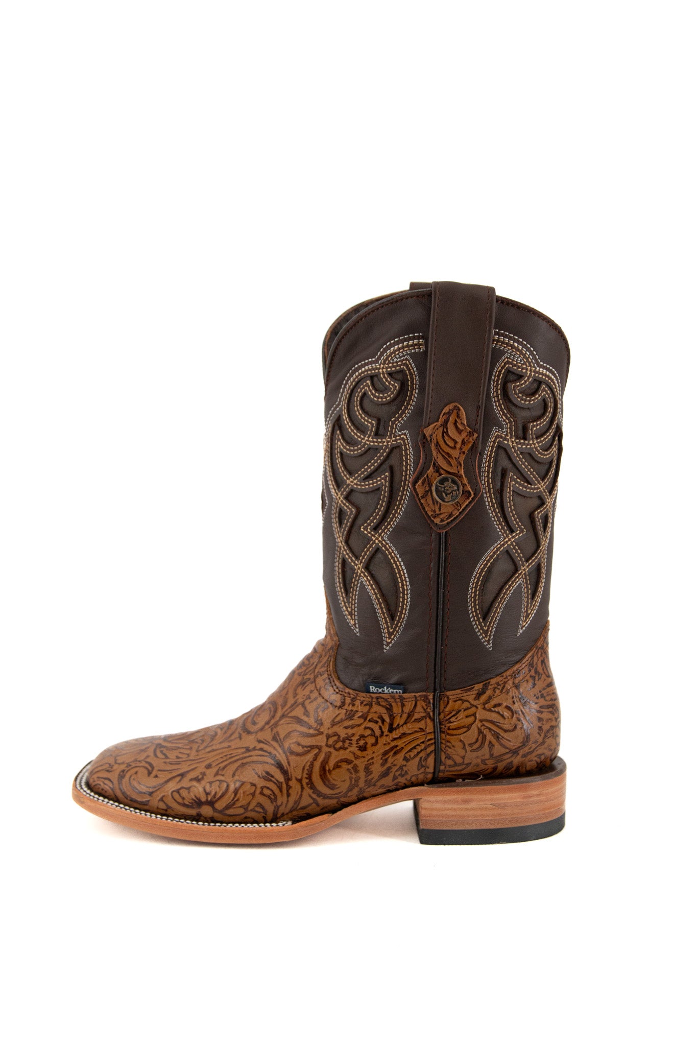 Tooled Cincelado Square Toe Cowboy Boot