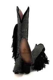 Vegas Sparkles Rhinestone Fringe Tall Snip Toe Cowgirl Boots