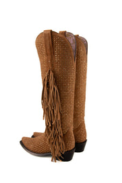 Vegas Sparkles Rhinestone Fringe Tall Snip Toe Cowgirl Boots