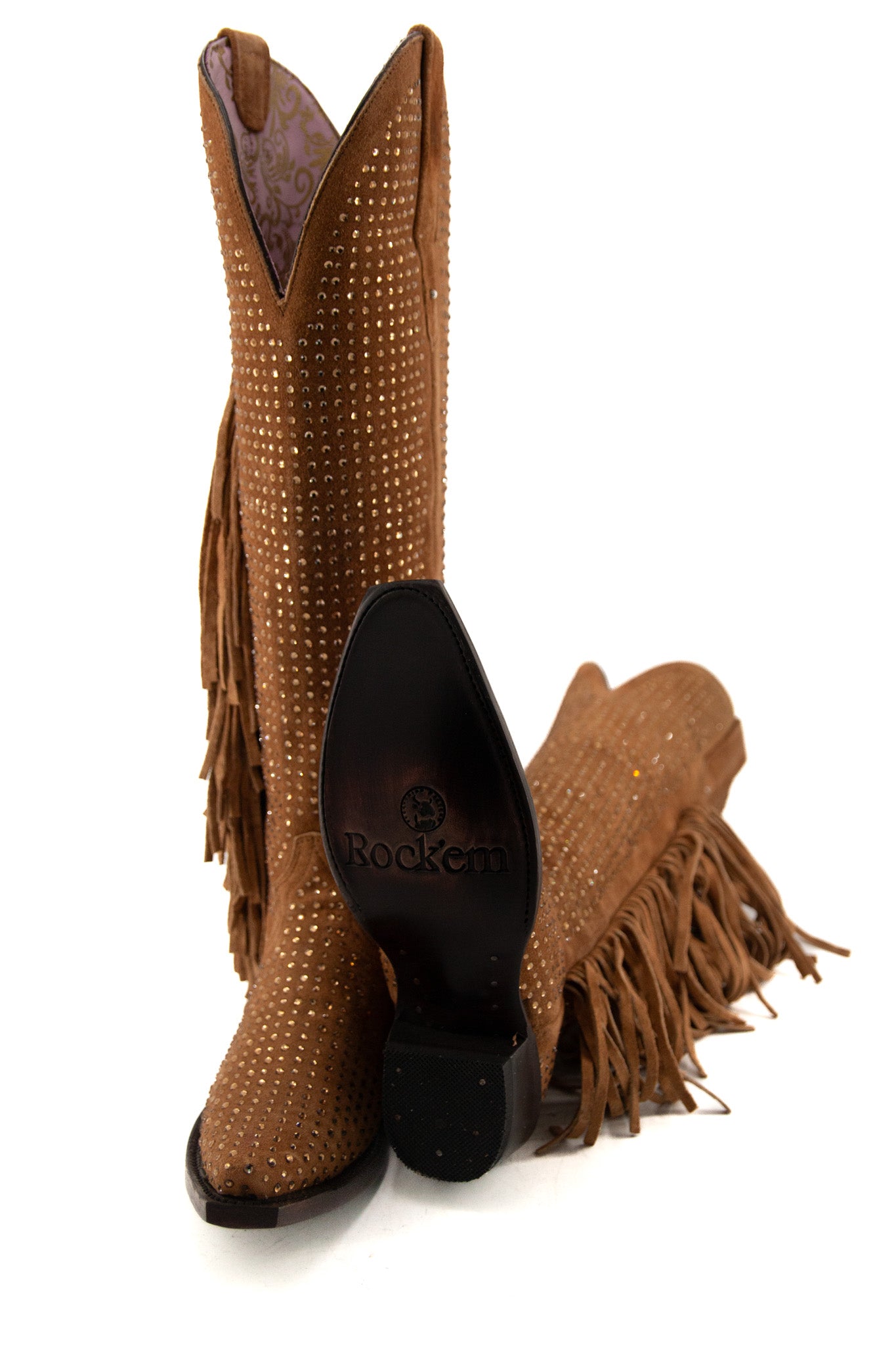 Vegas Sparkles Rhinestone Fringe Tall Snip Toe Cowgirl Boots