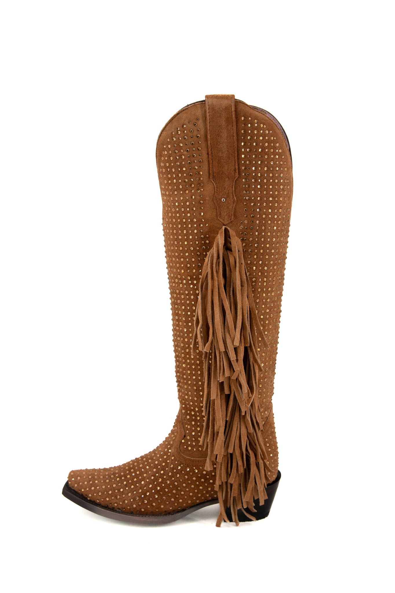 Vegas Sparkles Rhinestone Fringe Tall Snip Toe Cowgirl Boots