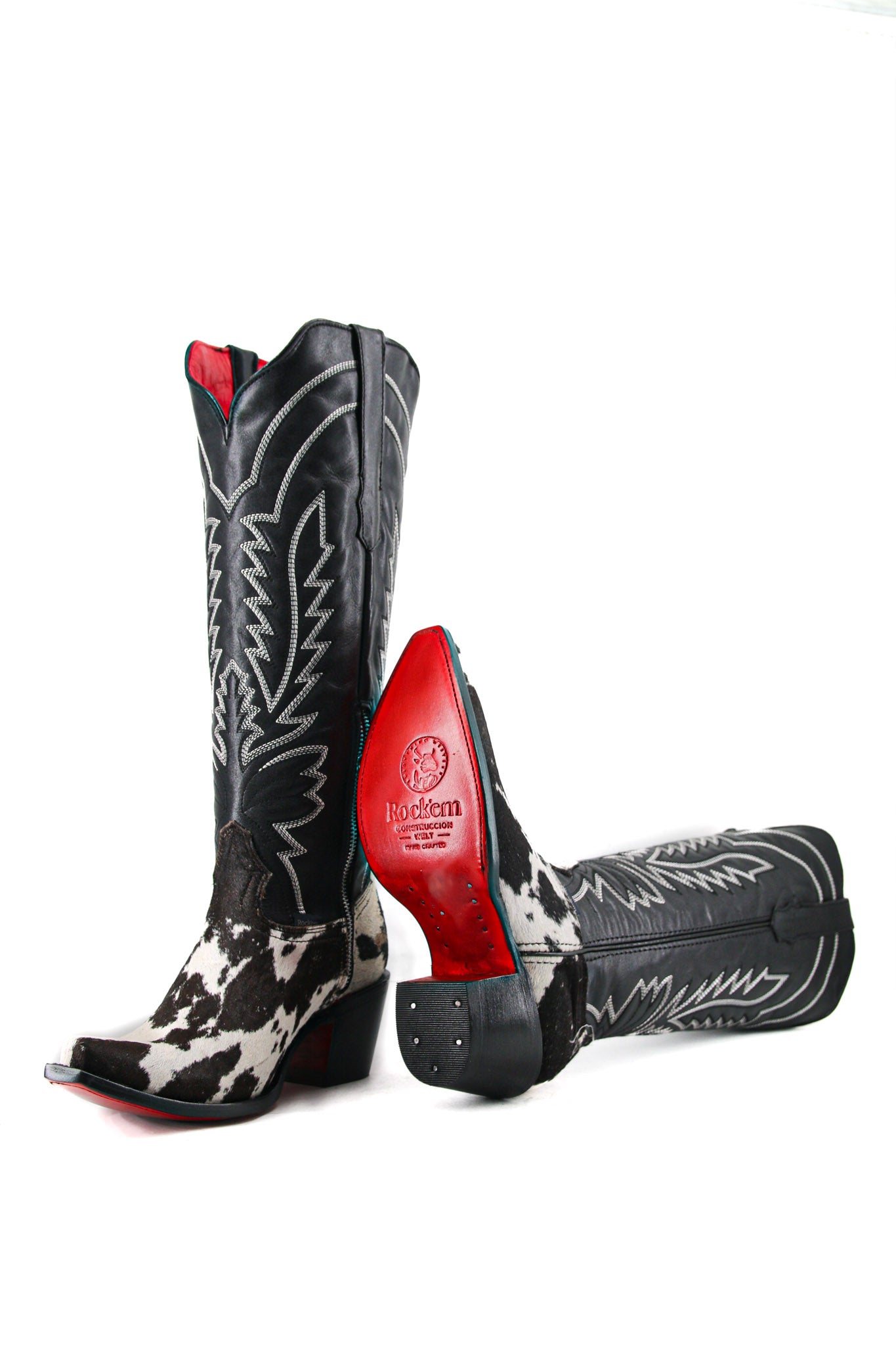 Bianca Tall Red Bottom Cowhide Snip Toe Cowgirl Boot Size 8.5 Box QW29