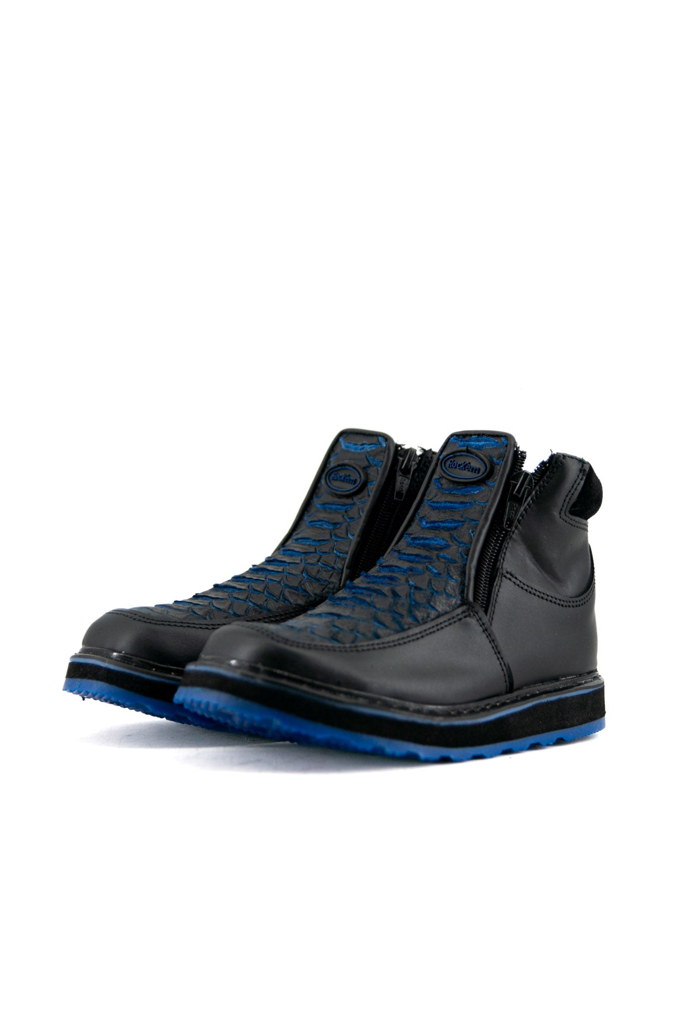 Bruce Kids Python Blue Bottom Ankle Boot