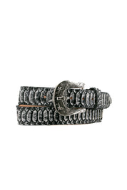 Black Python Longhorn X Buckle Cowboy Belt