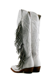 Juany Knee High Fringe Neutral Snip Toe Cowgirl Boot